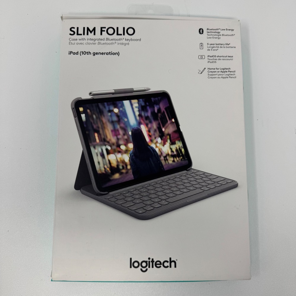 Logitech Slim Folio Keyboard Case for iPad 10th Gen Bluetooth Oxford Gray YR0089